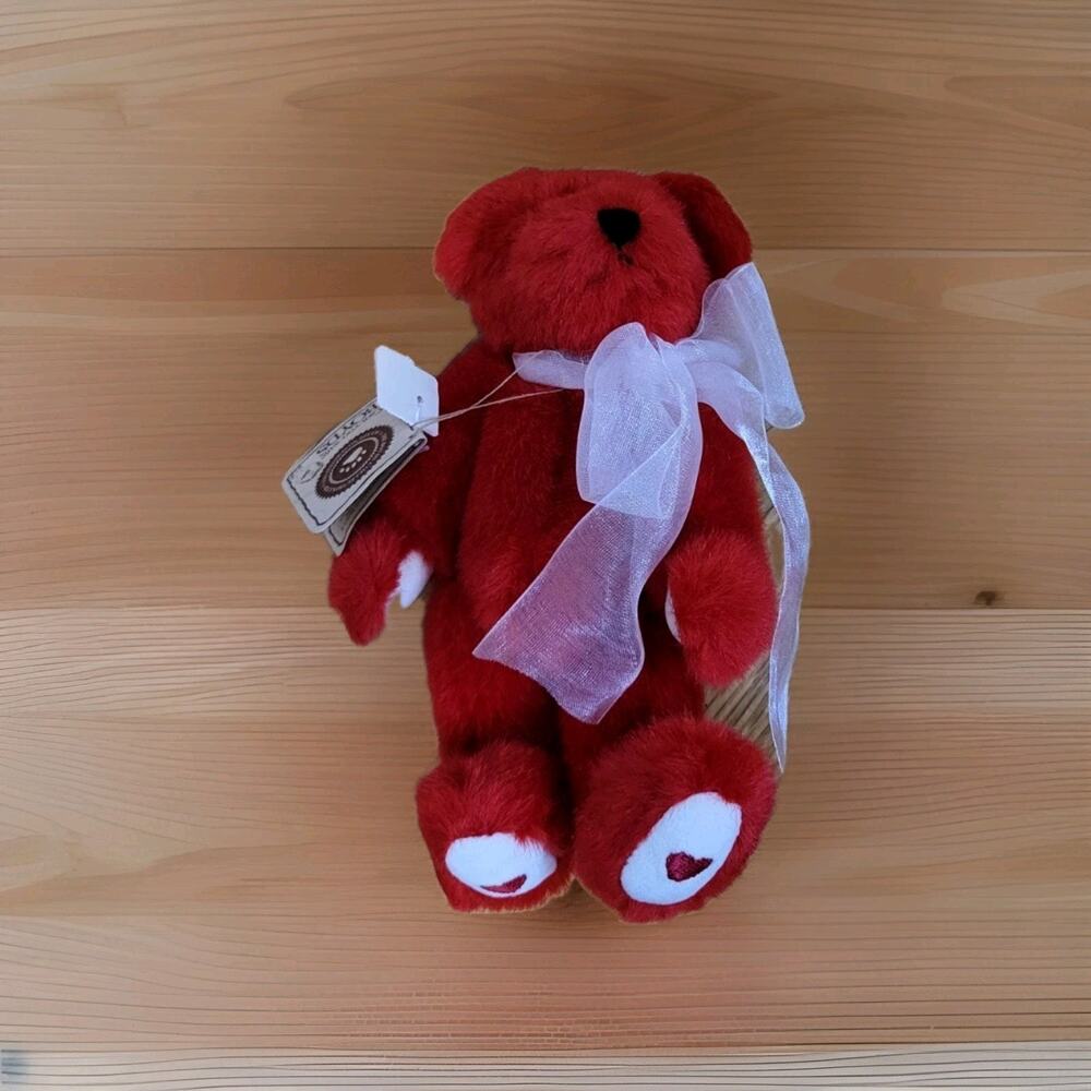 Boyds Bears Beary B. Goodheart 8” Plush Red Valentine’s Bear 2000 Hearts Bow